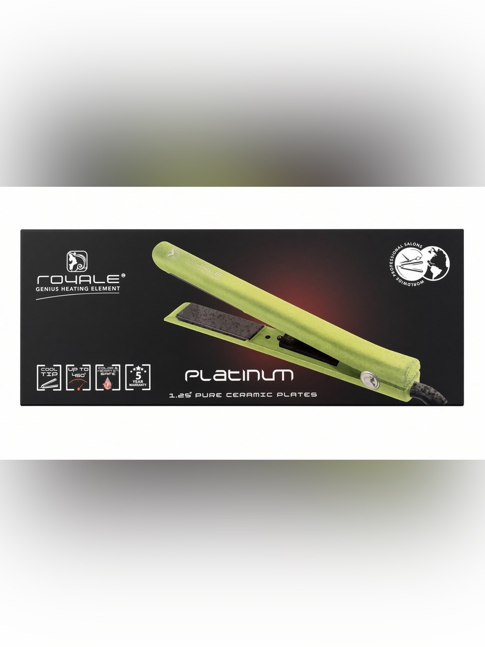 Royale Platinum Ceramic Flat Iron 1.25” Lime NIB